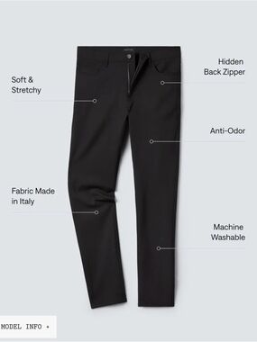 Unbound Merino Slim Black Pants - 30x32